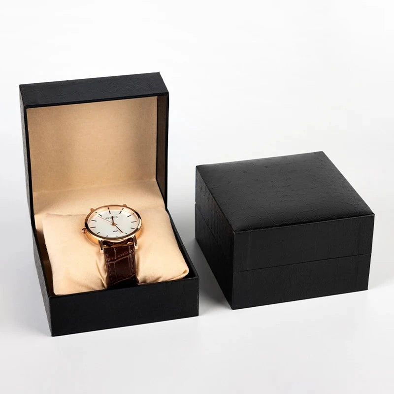 Coffret cadeau de montre unique avec oreiller, vitrine de montre-bracelet, boîte d'emballage de bracelet, affichage d'évaluation, noir, luxe Chausseria