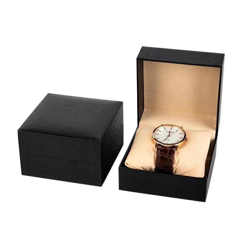 Coffret cadeau de montre unique avec oreiller, vitrine de montre-bracelet, boîte d'emballage de bracelet, affichage d'évaluation, noir, luxe Chausseria