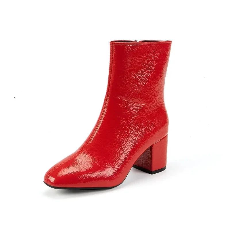 Bottines courtes à fermeture éclair latérale pour femmes, bout pointu, talons hauts, bottes en cuir de haute qualité, Chausseria