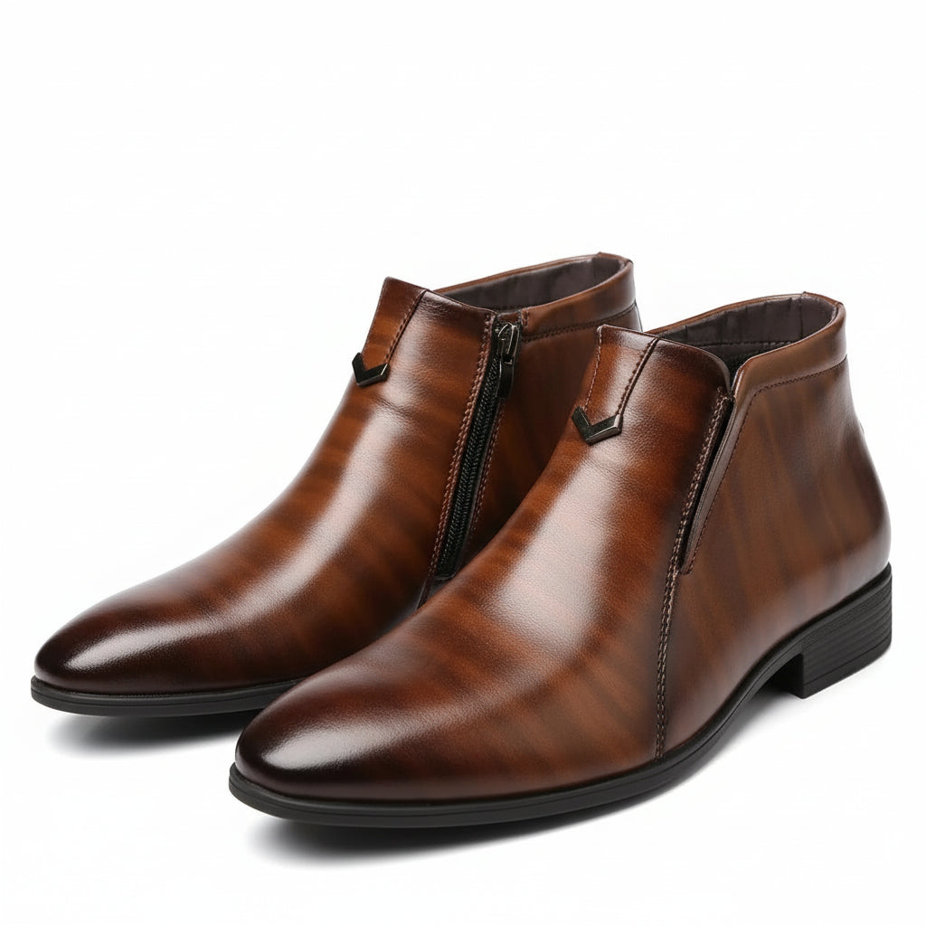 Bottines rétro en cuir pour hommes , bottes antidérapantes de haute qualité avec fermeture éclair, Chausseria