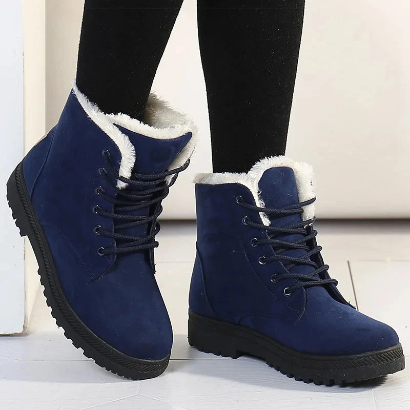 Bottes pour femme avec fourrure chaude et confortable , chaussures d'hiver de neige avec talons bas Chausseria