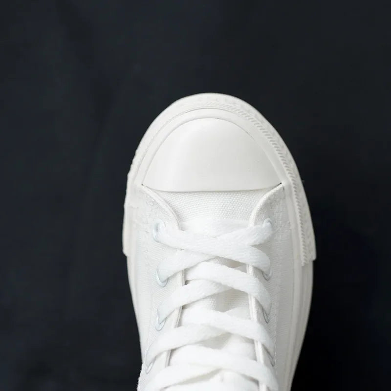 Toile bottes longues pour femmes haut femmes chaussures en toile à lacets genou bottes hautes chaussures plates décontracté vulcanisé chaussures baskets filles Chausseria