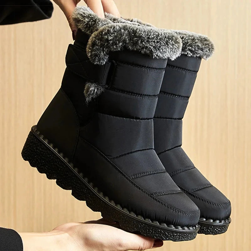 Bottes pour femme , tendance chaussures d'hiver , bottes imperméables avec fourrure doux et moelleux Chausseria