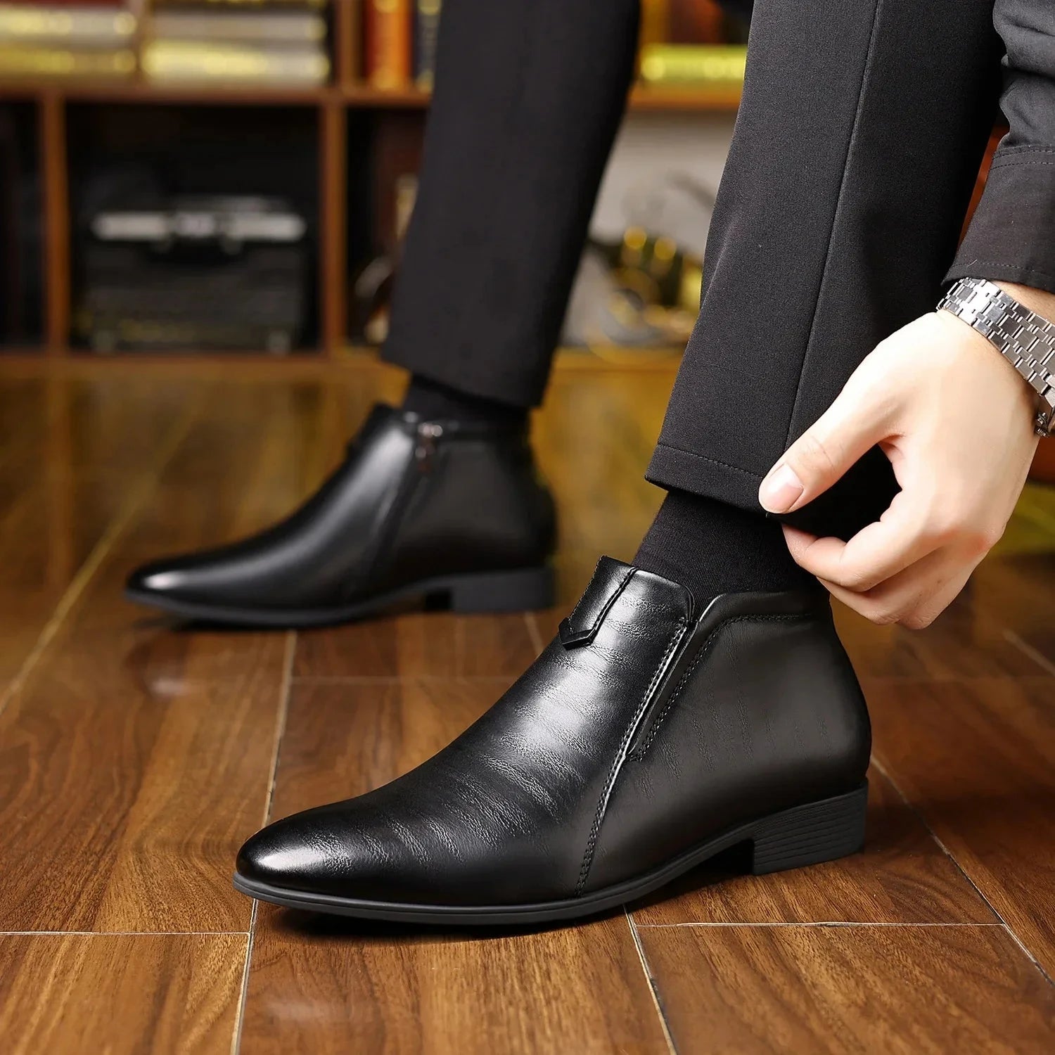 Bottines rétro en cuir pour hommes , bottes antidérapantes de haute qualité avec fermeture éclair, Chausseria