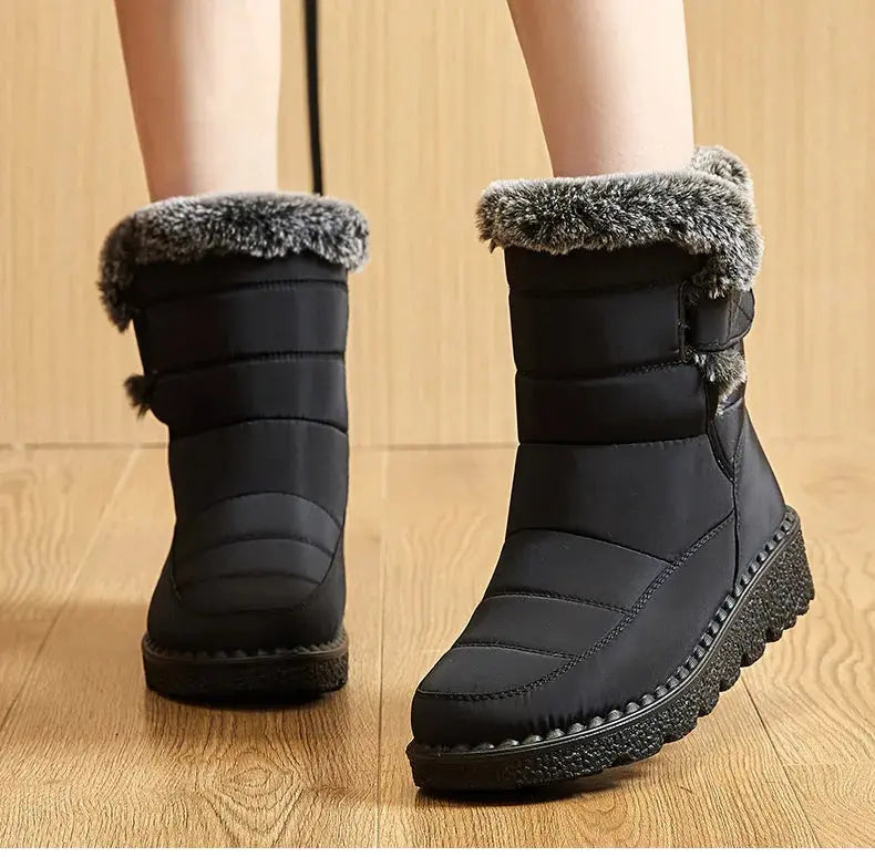 Bottes pour femme , tendance chaussures d'hiver , bottes imperméables avec fourrure doux et moelleux Chausseria